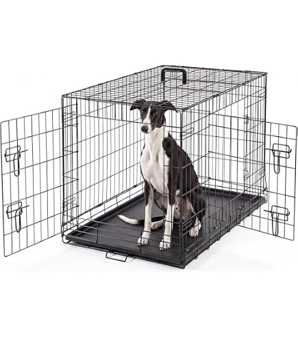 doggy② Amazon.com : DUMOS Dog Crate, 36 Inch Medium Double Door Dog Cage